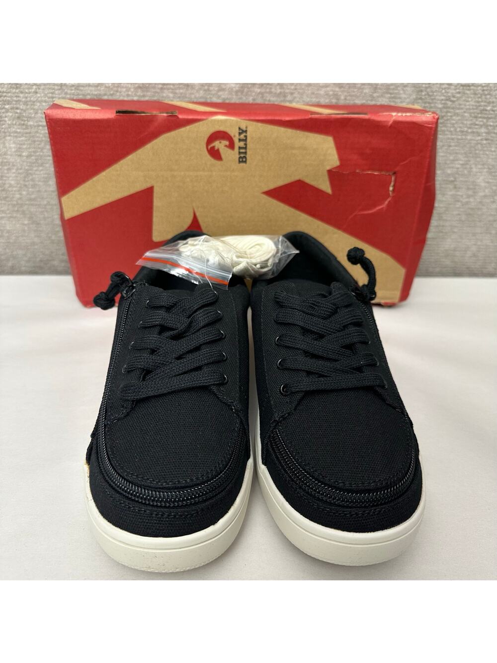 BILLY Footwear Low Top Canvas Sneakers Black Adaptive Shoes Zip Up Women’s 7M